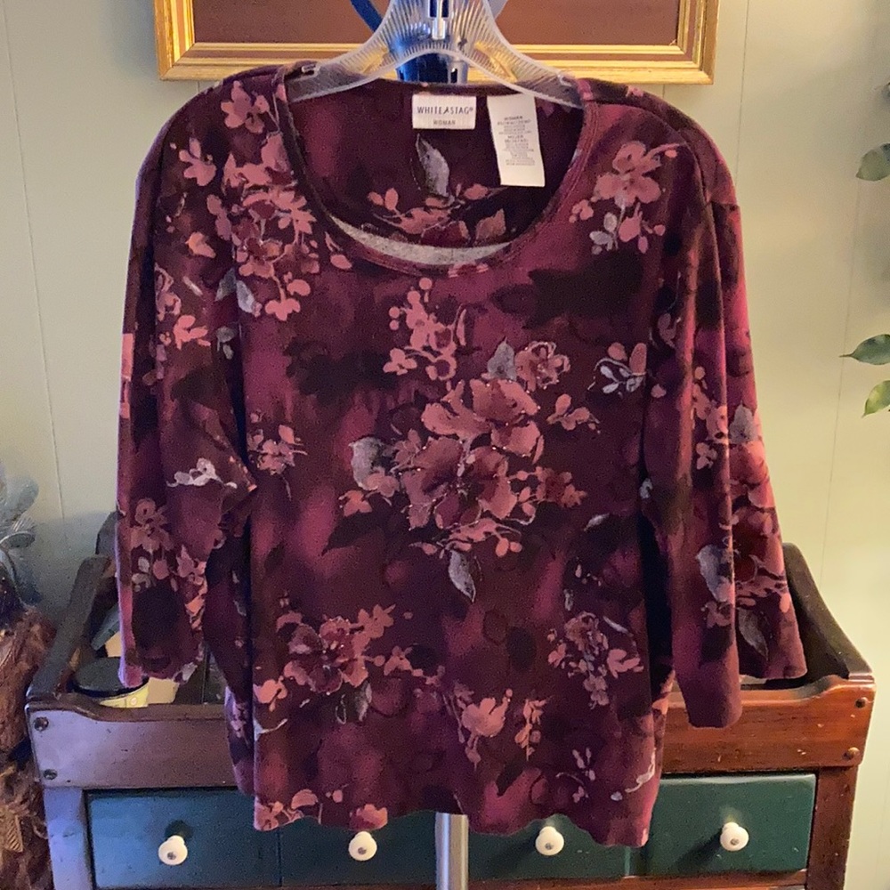 White Stag embellished 3/4 sleeve top 2X